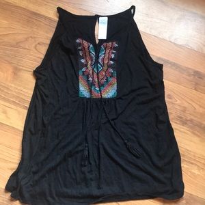 Black embroidered tank